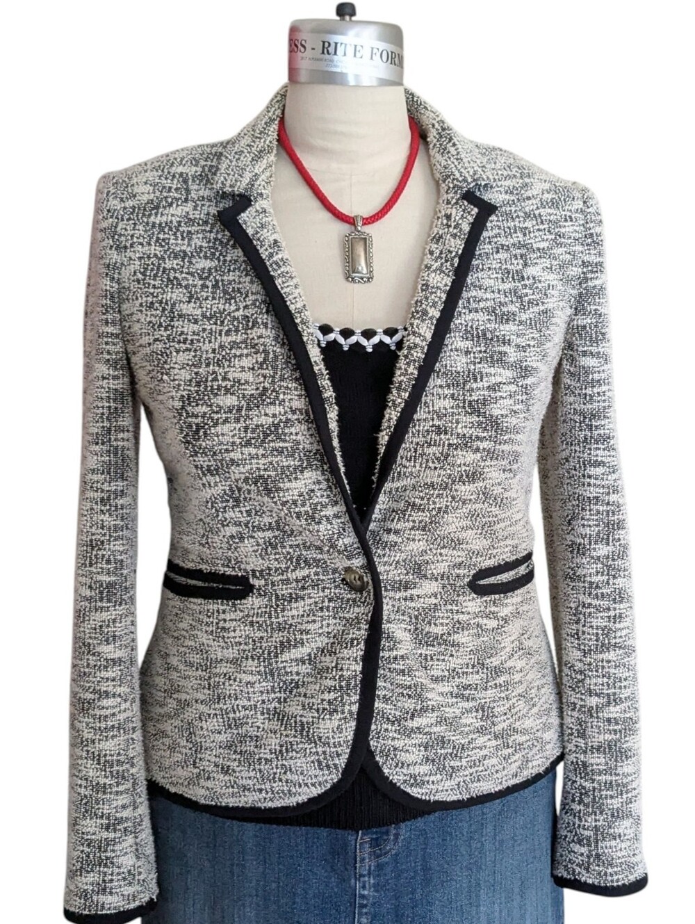 Anthropologie Cartonnier Knit Tweed Blazer Size 8